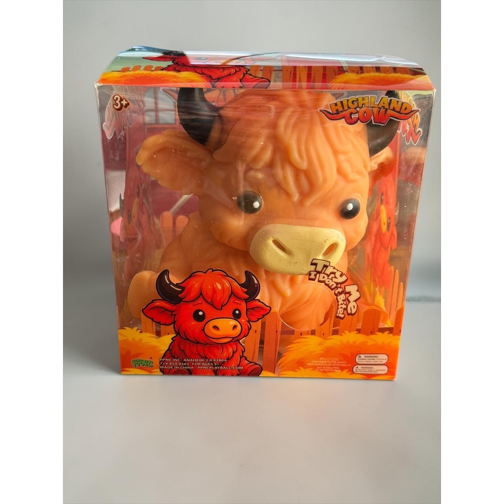 PPNC Highland Cow Squishy Toy Orange Brown Slow Rise Sensory Stress Relief New